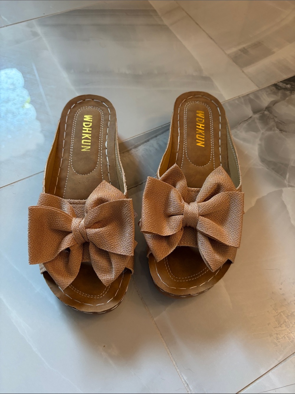 Brown Bow Slide Mules